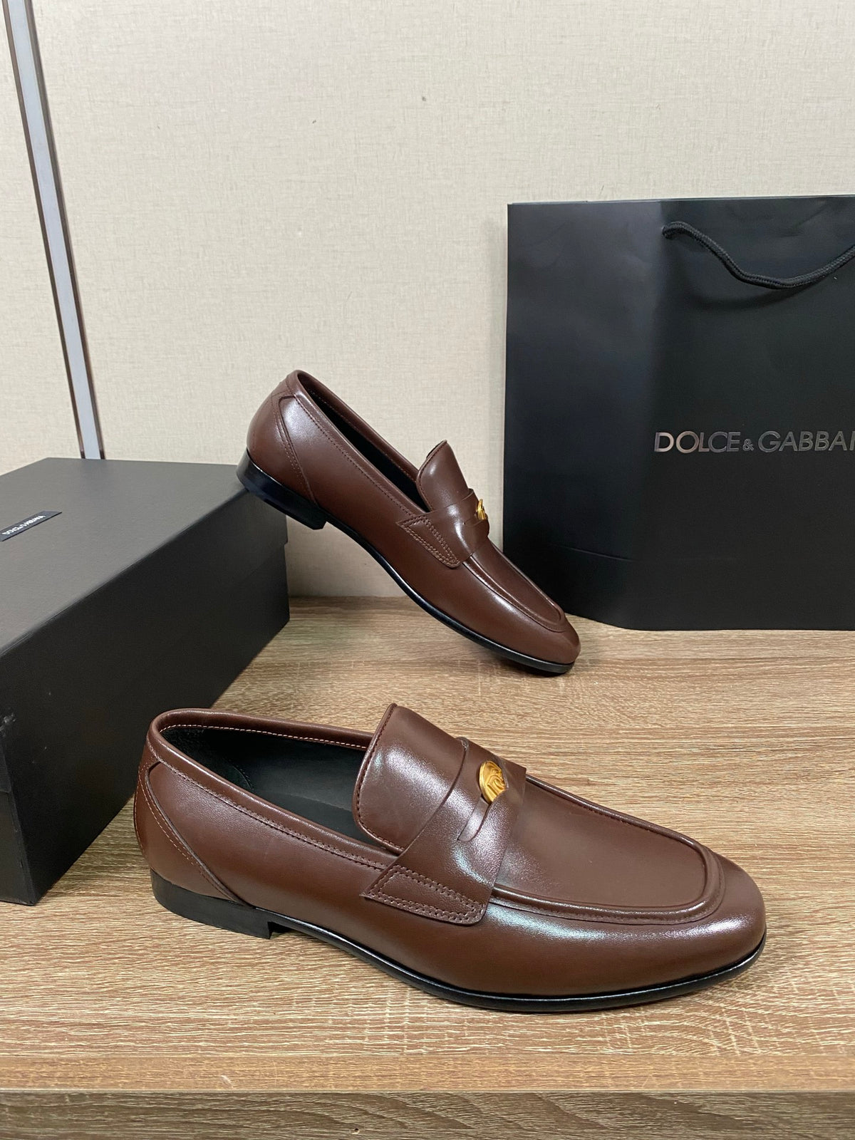 Dolce & Gabbana DG Men's Moccasin Loafers with Metal Horsebit