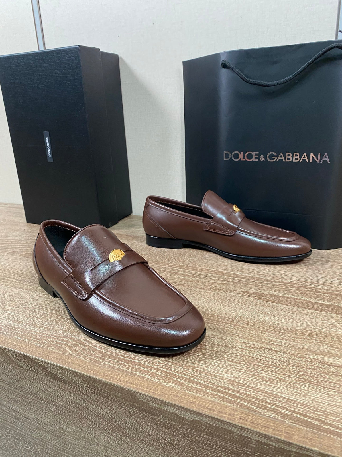 Dolce & Gabbana DG Men's Moccasin Loafers with Metal Horsebit