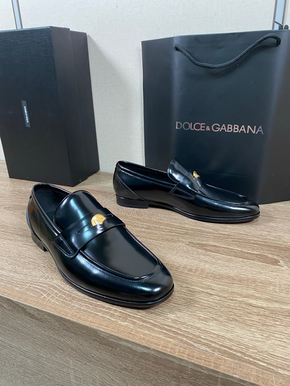Dolce & Gabbana DG Men's Moccasin Loafers with Metal Horsebit