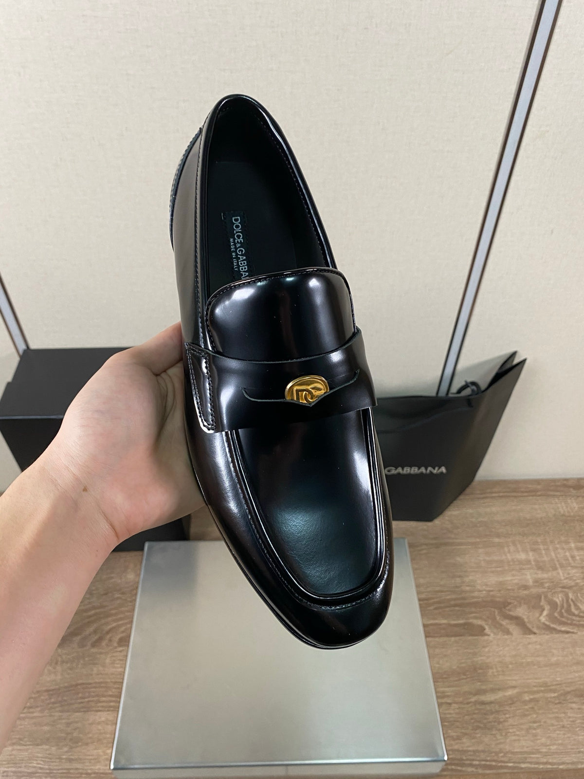 Dolce & Gabbana DG Men's Moccasin Loafers with Metal Horsebit