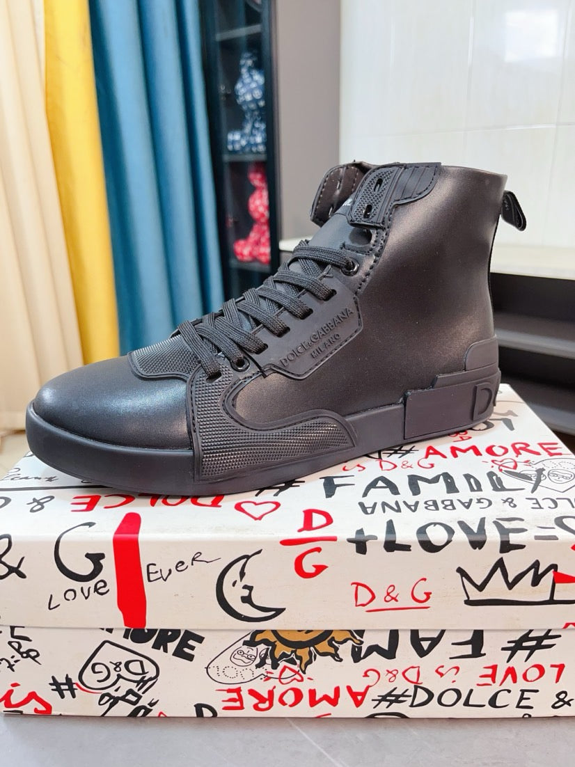 Dolce & Gabbana DG Men's High-Top Sneakers with Crystal Accents