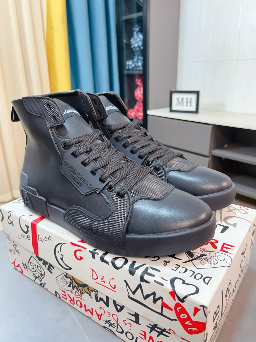 Dolce & Gabbana DG Men's High-Top Sneakers with Crystal Accents