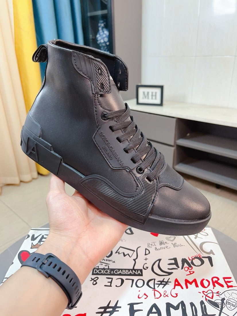 Dolce & Gabbana DG Men's High-Top Sneakers with Crystal Accents