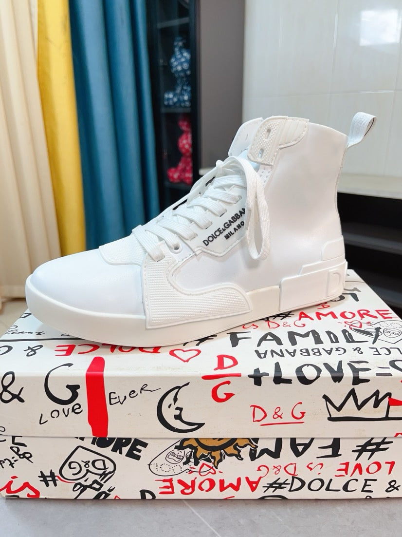 Dolce & Gabbana DG Men's High-Top Sneakers with Crystal Accents