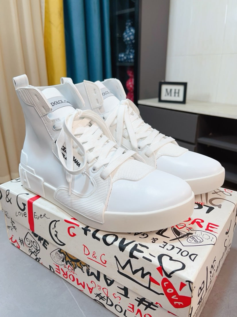 Dolce & Gabbana DG Men's High-Top Sneakers with Crystal Accents