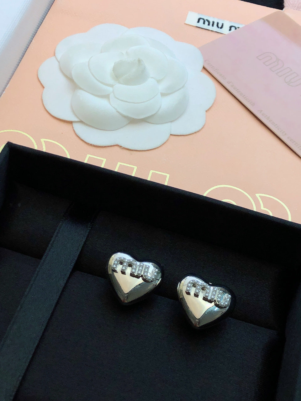 red heart Stud Earrings for women - alternate angle view 2