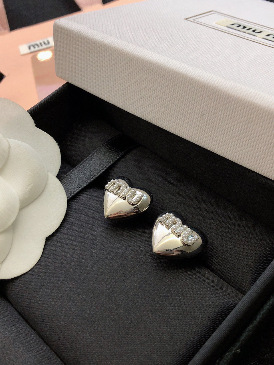 red heart Stud Earrings for women - alternate angle view 5