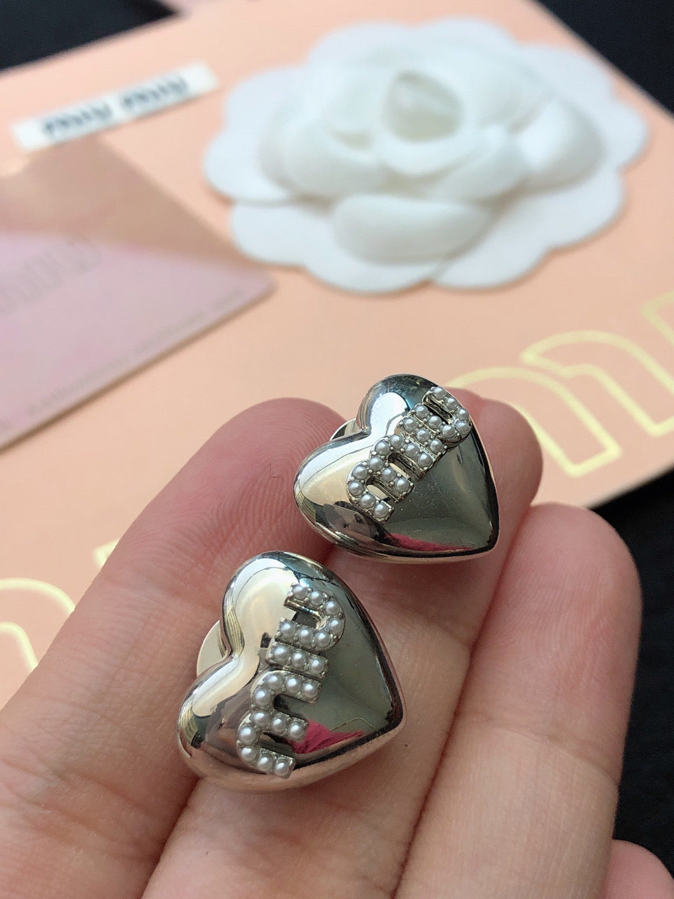 red heart Stud Earrings for women - alternate angle view 6