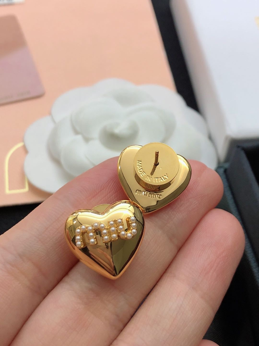 red heart Stud Earrings for women - alternate angle view 4