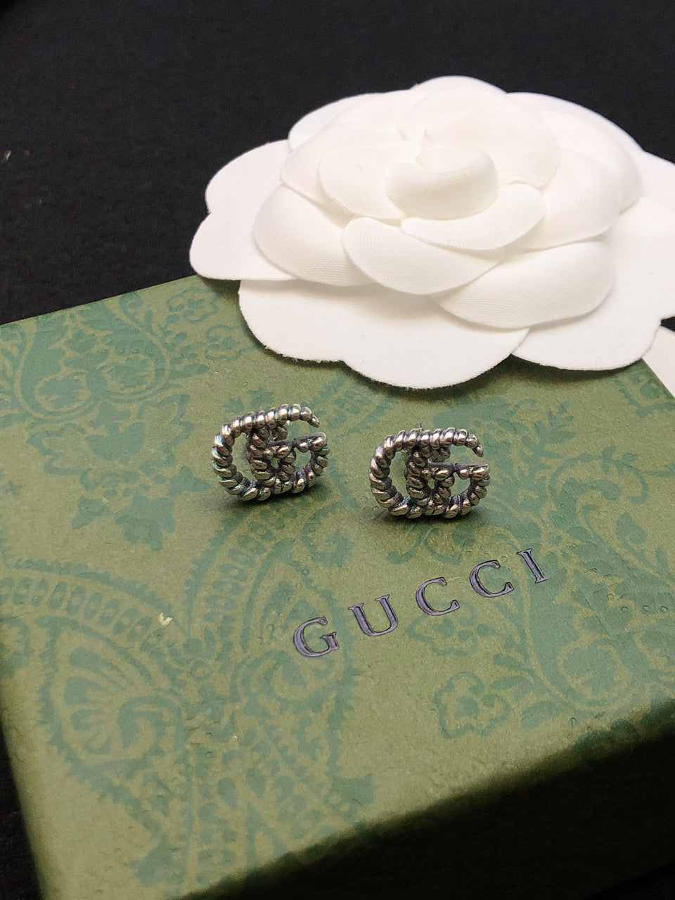 yellow sterling silver double c Stud Earrings for women - alternate angle view 7
