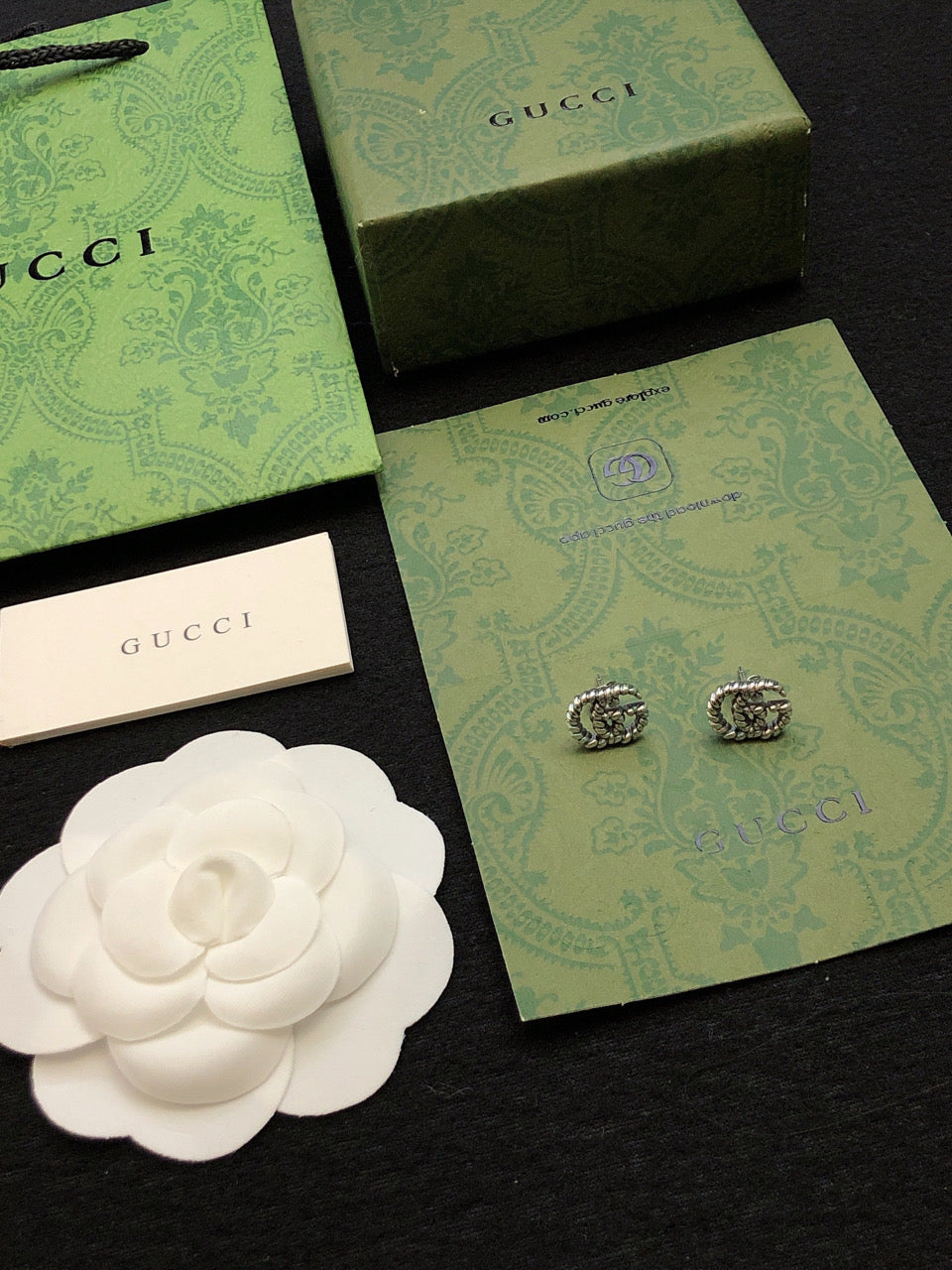 yellow sterling silver double c Stud Earrings for women - product detail view