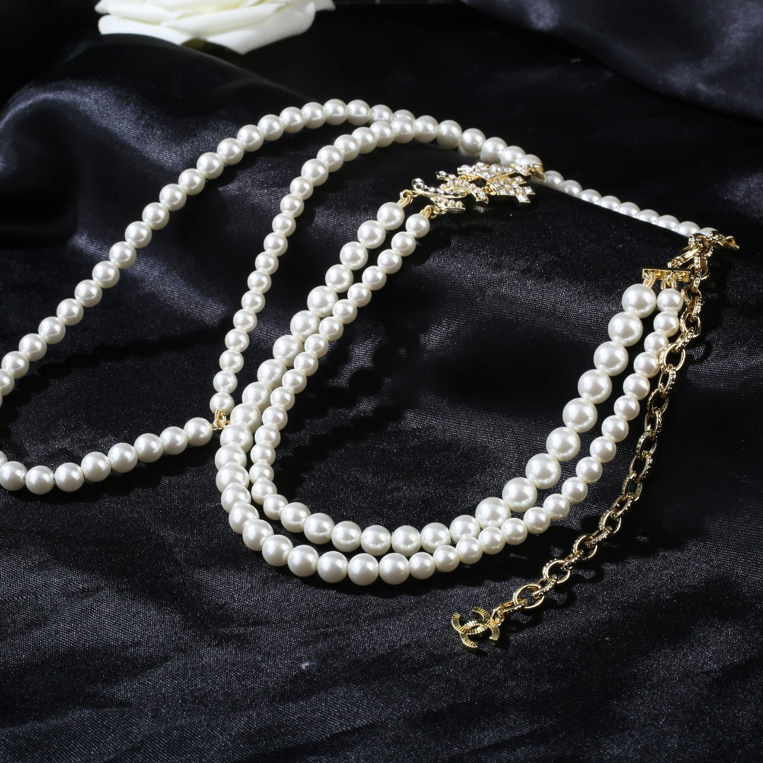 gold brass pearl Waist Chain for women - alternate angle view 6