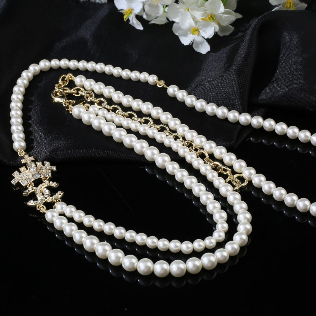 gold brass pearl Waist Chain for women - alternate angle view 4